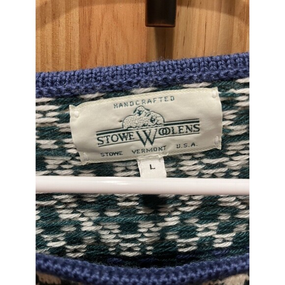 STOWE WOOLENS Vermont Handcrafted 100% Wool Women’s Sweater Large - Picture 5 of 8